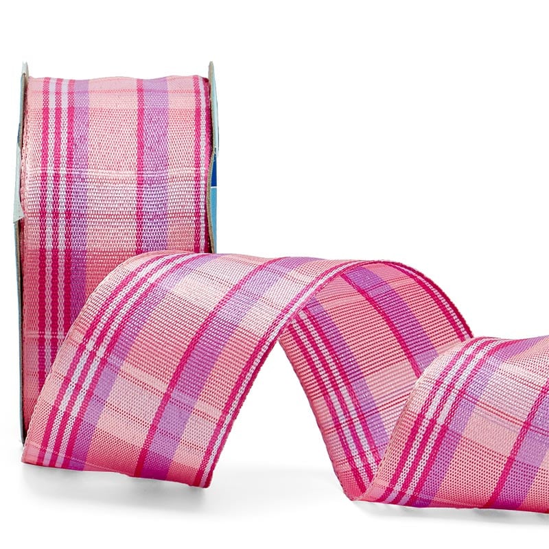 Rincon Plaid Wired Grosgrain Ribbon 1 1/2 '' X 10 yd Purple Color 1 / roll
