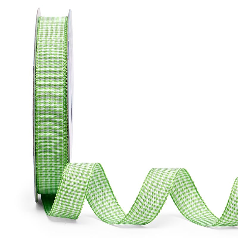Wanda Gingham Ribbon 3/8 '' X 25 yd Green Color 1 / roll