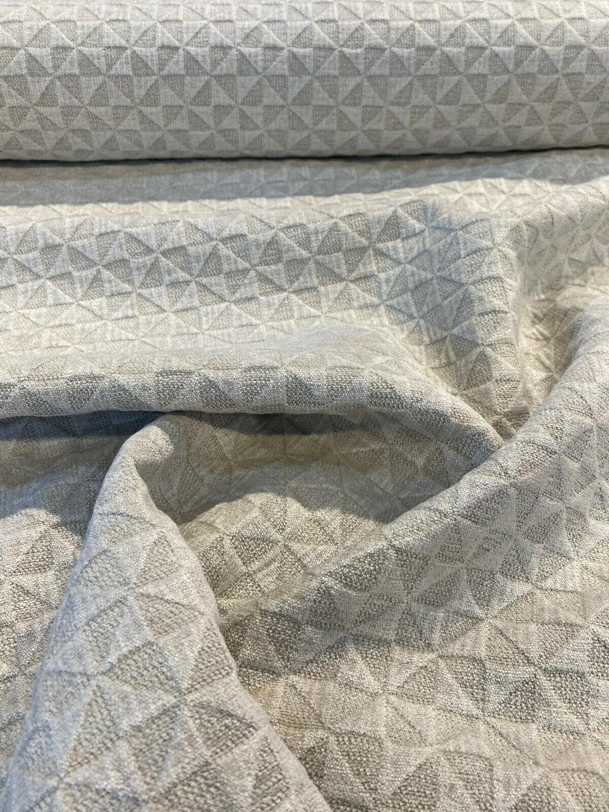 Macon Sand Soft Raised Chenille Fabric - Taupe Mini Diamond, 56" Width (1 Yard)