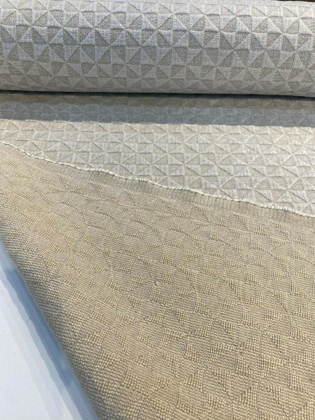 Macon Sand Soft Raised Chenille Fabric - Taupe Mini Diamond, 56" Width (1 Yard)