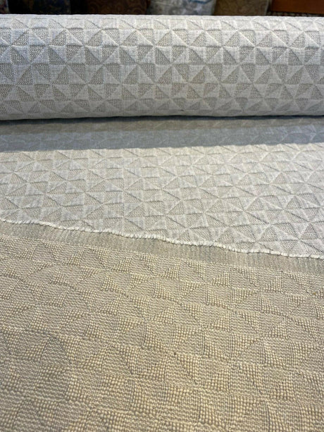 Macon Sand Soft Raised Chenille Fabric - Taupe Mini Diamond, 56" Width (1 Yard)