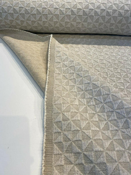 Macon Sand Soft Raised Chenille Fabric - Taupe Mini Diamond, 56" Width (1 Yard)