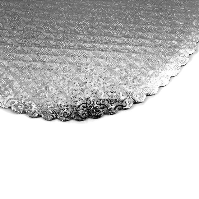O'Creme Silver Scalloped Round Cake Board, 16" Dia. - Pack of 10