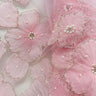 1 Yard Exquisite Champagne Beaded 3D Floral Lace Fabric on Net Mesh 52 inch Width