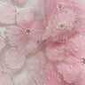 Beaded 3D Floral Lace Fabric - 3D Floral Embroidered Net Mesh, 52" Wide (1 Yard)