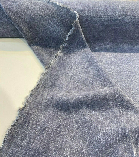 Belgian Linen Drifter Blue Baltic Linen Fabric - Baltic Blue, Shabby Chic, 56" Width (1 Yard)