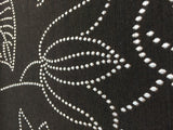 Lotus Of The Night Polyester Cotton Upholstery Fabric - Floral Stitch Bead Embroidery, Brown Black Base With Silver Embroidery, 57" Width (1 Yard)