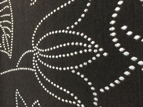 Lotus Of The Night Polyester Cotton Upholstery Fabric - Floral Stitch Bead Embroidery, Brown Black Base With Silver Embroidery, 57" Width (1 Yard)