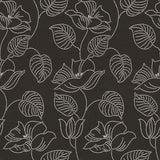 Lotus Of The Night Polyester Cotton Upholstery Fabric - Floral Stitch Bead Embroidery, Brown Black Base With Silver Embroidery, 57" Width (1 Yard)