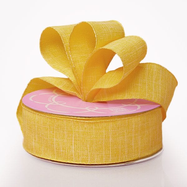 Fine Linen Ribbon 1 1/2 '' X 25 yd Yellow Color 1 / roll