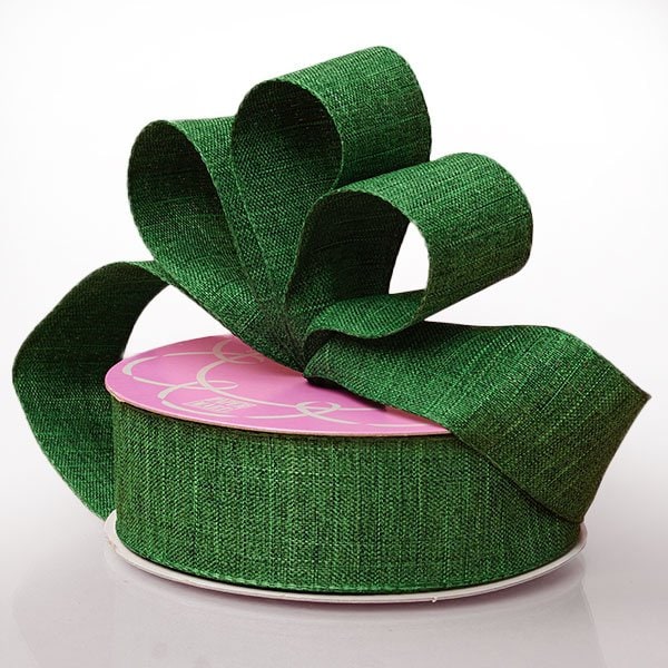Fine Linen Ribbon 1 1/2 '' X 25 yd Green Color 1 / roll
