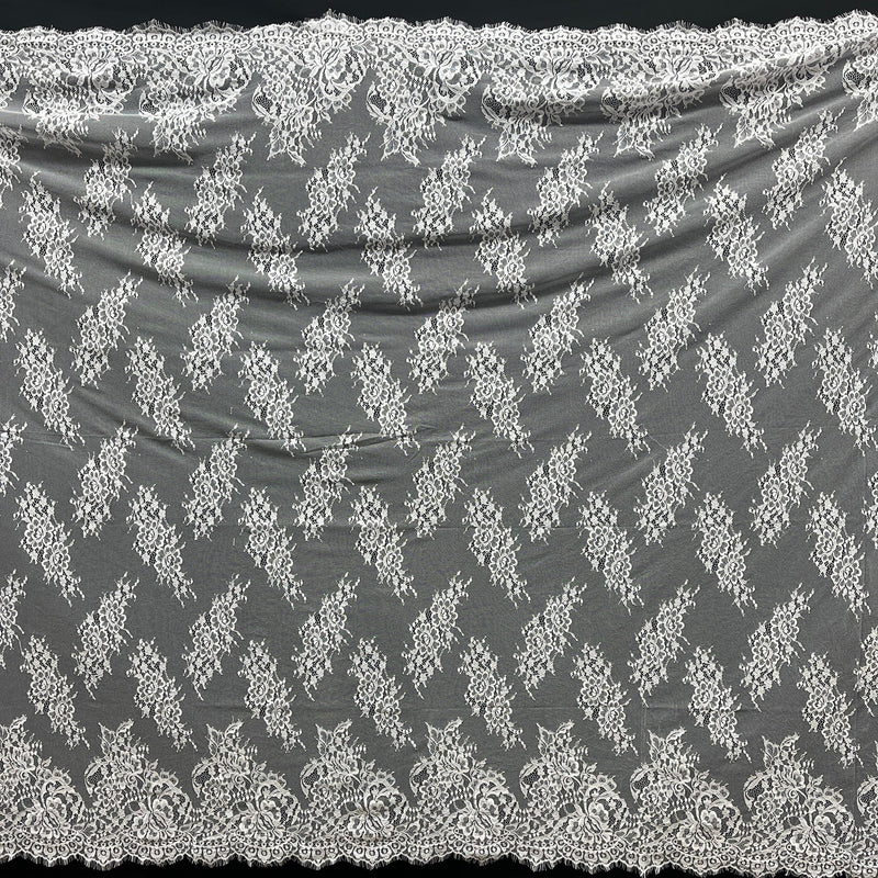 Embroidered Lace Fabric with Eyelash Scallop