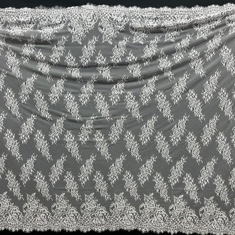 Embroidered Lace Fabric with Eyelash Scallop