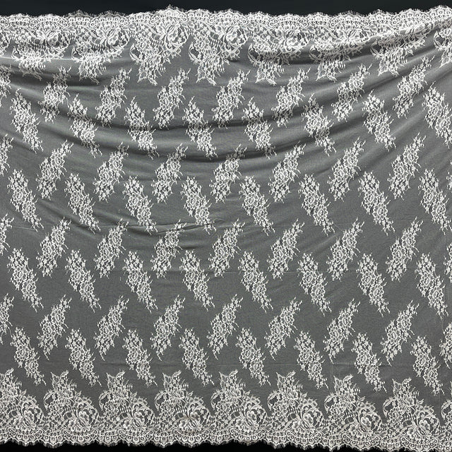 Embroidered Lace Fabric with Eyelash Scallop