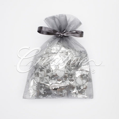 5"X 6.5" Organza Pouches-Sold By A Dozen Pieces ( 6 Pieces/Inner Pack) (Silver)