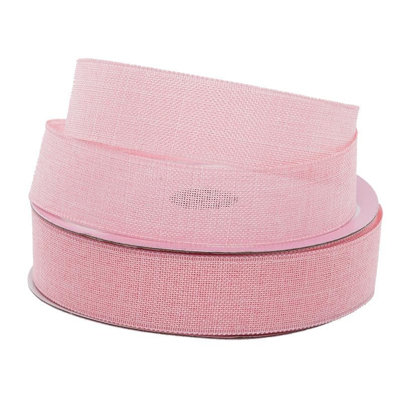 Faux Linen Ribbon – Pale Pink, 5/8'' x 25 yd (1 Roll)