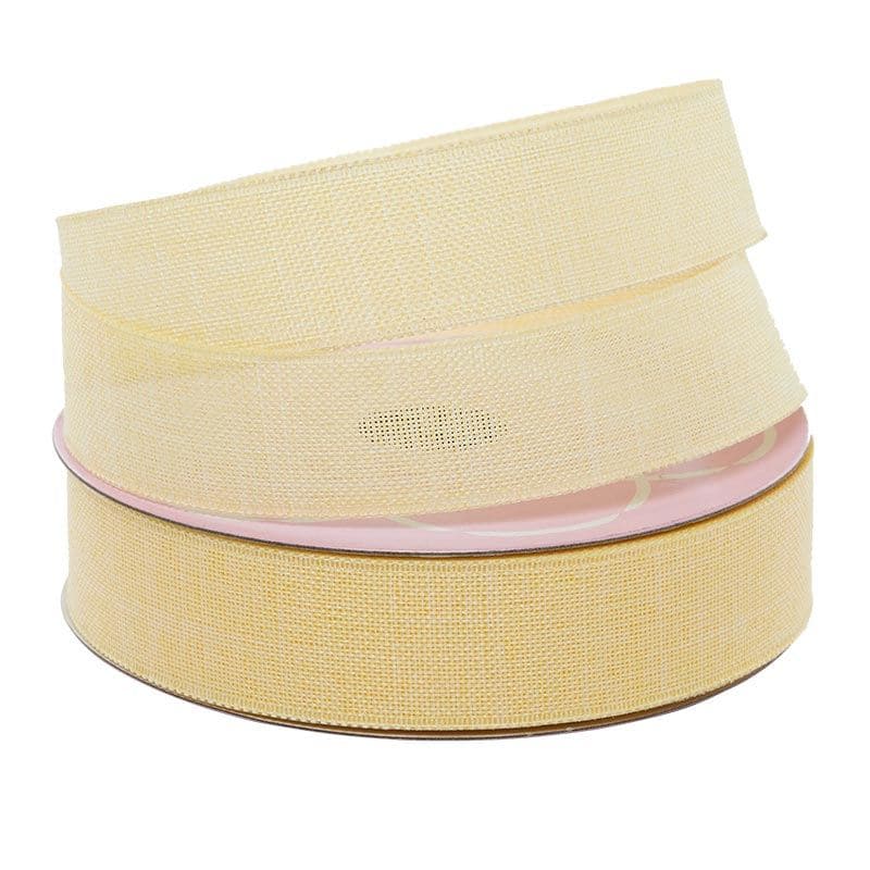 Faux Linen Ribbon – Baby Maize, 5/8'' x 25 yd (1 Roll)