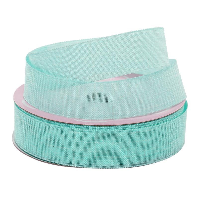 Mint Faux Linen Ribbon – 7/8" x 25 Yards (1 Roll)