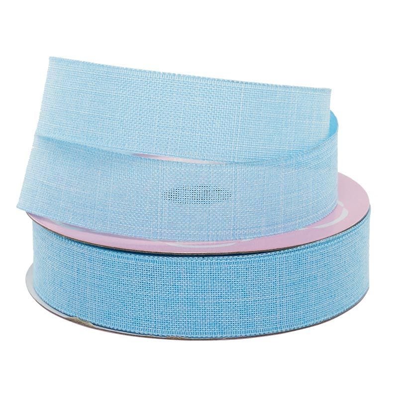 Pale Blue Faux Linen Ribbon – 1 1/2" x 25 Yards (1 Roll)