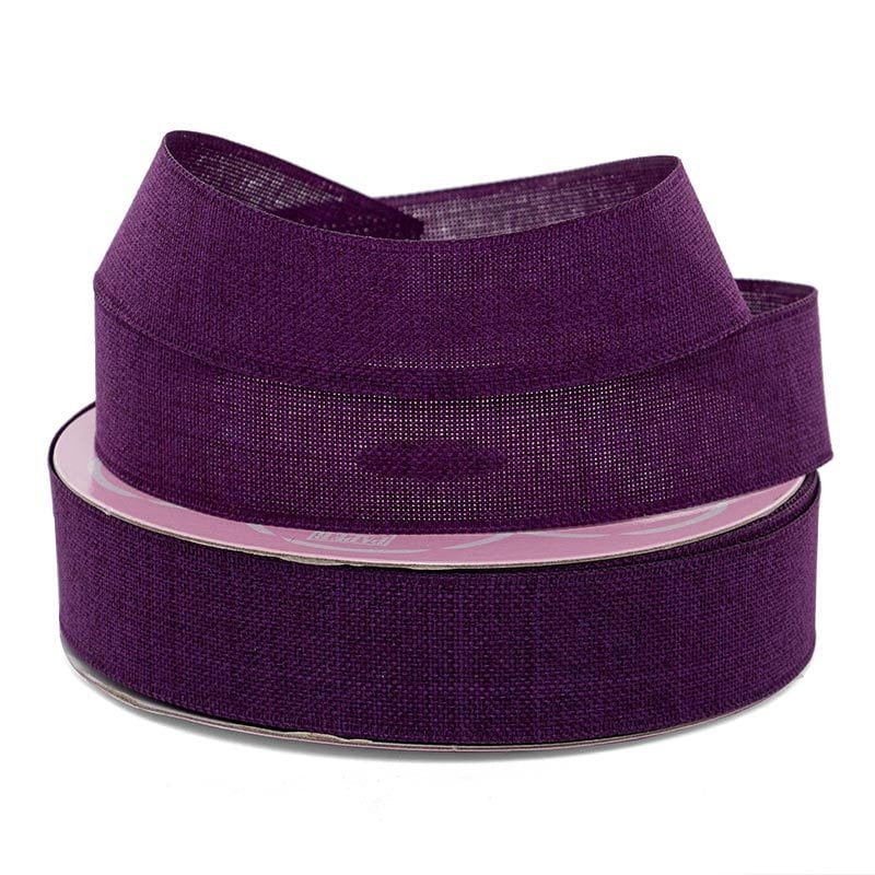 Faux Linen Ribbon – Eggplant, 7/8'' x 25 yd (1 Roll)