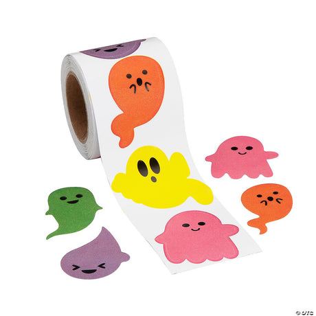 1 1/2" Glow-in-the-Dark Halloween Ghost Sticker Roll