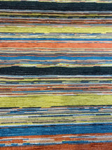 Bazaar Mosaic Stripe Chenille Fabric - Mosaic Stripe, Orange/Green/Blue/Black/Rust/Beige, 58" Width (1 Yard)