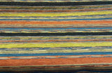 Bazaar Mosaic Stripe Chenille Fabric - Mosaic Stripe, Orange/Green/Blue/Black/Rust/Beige, 58" Width (1 Yard)