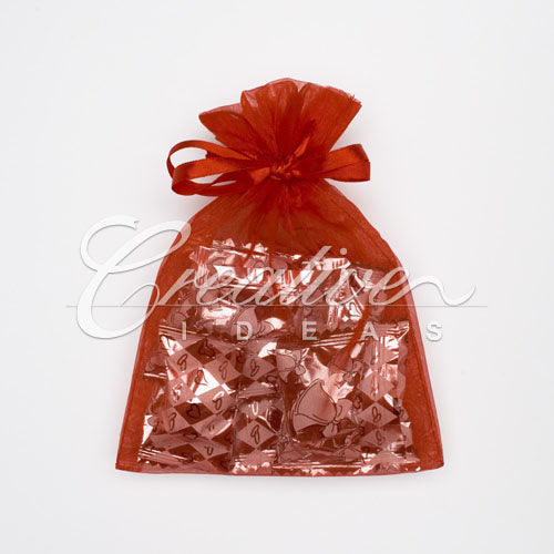 5"X 6.5" Organza Pouches-Sold By A Dozen Pieces ( 6 Pieces/Inner Pack) (Red)