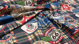 Vintage Route 66 Cotton Fabric - Retro Road Signs, Vintage Cars, Americana Print, By The Yard