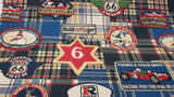 Vintage Route 66 Cotton Fabric - Retro Road Signs, Vintage Cars, Americana Print, By The Yard