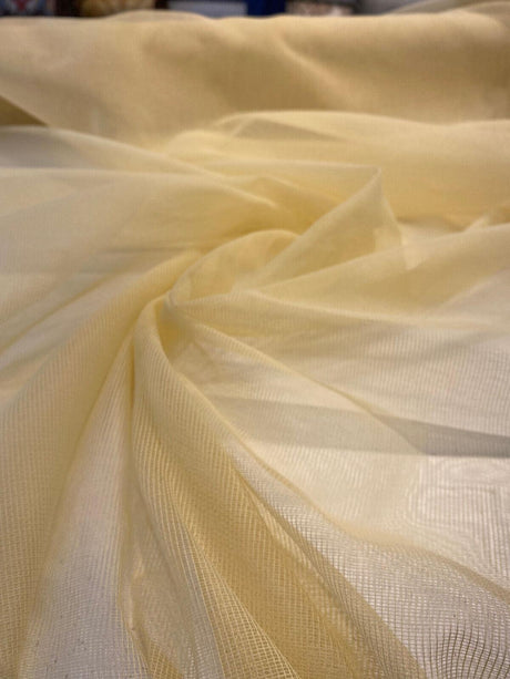 P Kaufmann Sheer Yellow Tiny Net Polyester Fabric - Pale Yellow Sheer, 118" Width (By The Yard)