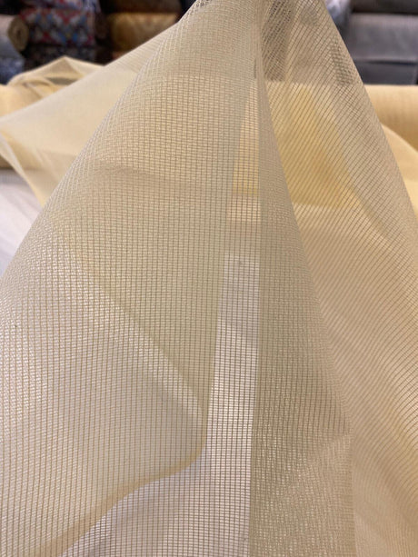 P Kaufmann Sheer Yellow Tiny Net Polyester Fabric - Pale Yellow Sheer, 118" Width (By The Yard)