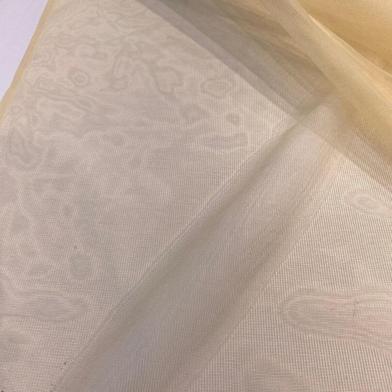 P Kaufmann Sheer Yellow Tiny Net Polyester Fabric - Pale Yellow Sheer, 118" Width (By The Yard)