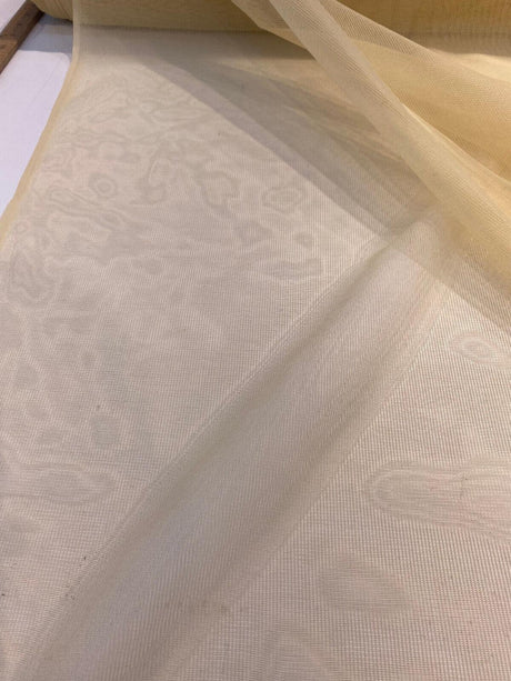 P Kaufmann Sheer Yellow Tiny Net Polyester Fabric - Pale Yellow Sheer, 118" Width (By The Yard)