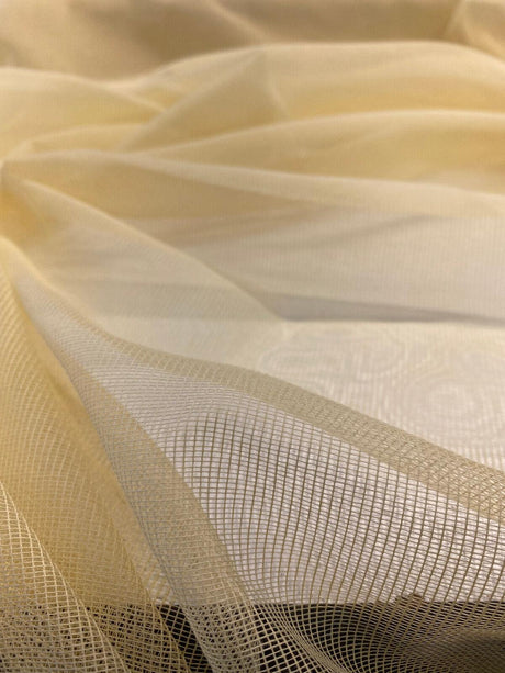 P Kaufmann Sheer Yellow Tiny Net Polyester Fabric - Pale Yellow Sheer, 118" Width (By The Yard)