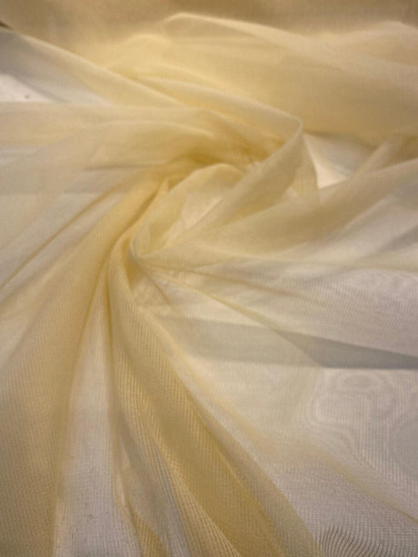 P Kaufmann Sheer Yellow Tiny Net Polyester Fabric - Pale Yellow Sheer, 118" Width (By The Yard)