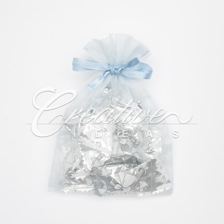5"X 6.5" Organza Pouches-Sold By A Dozen Pieces ( 6 Pieces/Inner Pack) (Light Blue)