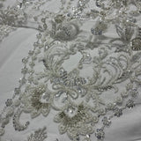 Beaded Lace Fabric on Polyester Net Mesh 50" Wide