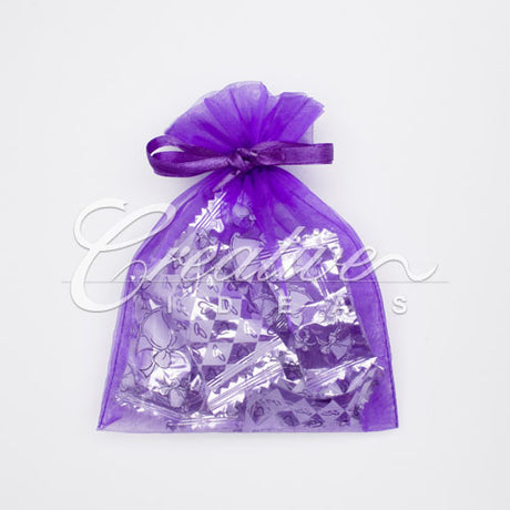 5"X 6.5" Organza Pouches-Sold By A Dozen Pieces ( 6 Pieces/Inner Pack) (Purple)