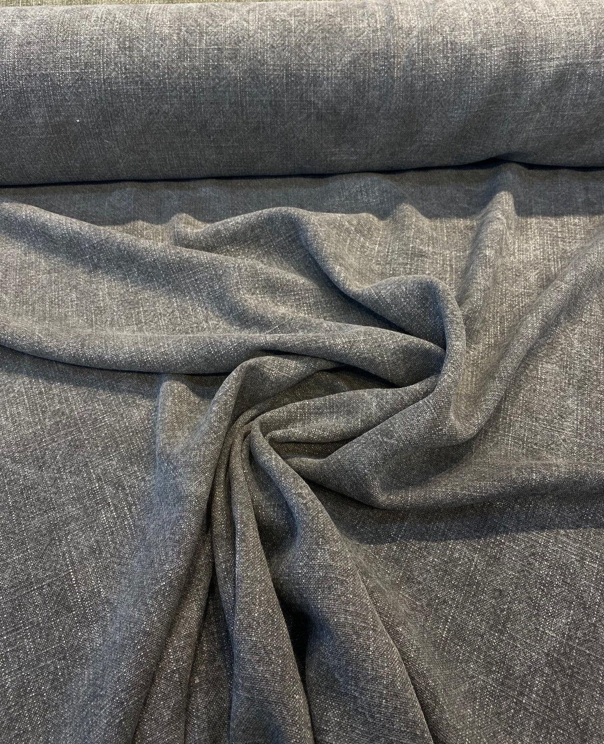 Belgian Linen Drifter Linen Fabric - Fossil Black, 56" Width, Railroaded (By The Yard)