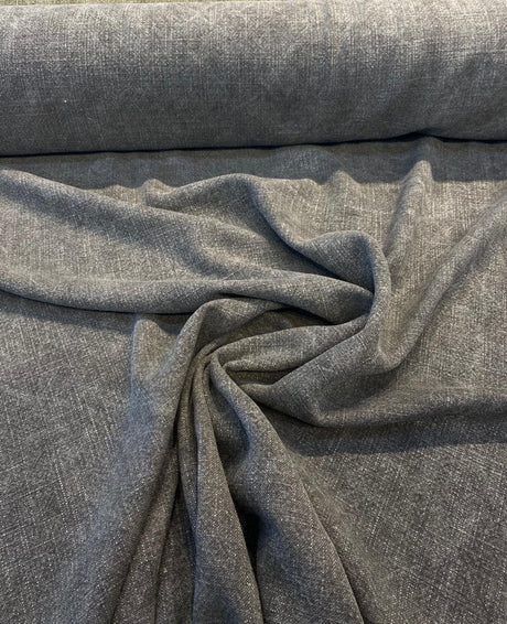 Belgian Linen Drifter Linen Fabric - Fossil Black, 56" Width, Railroaded (By The Yard)