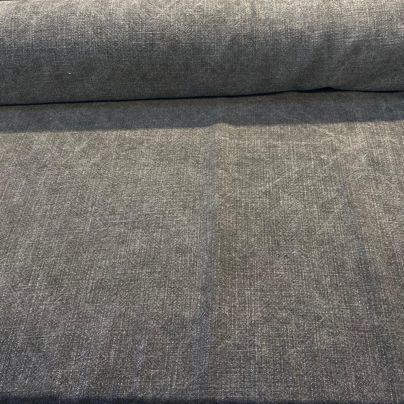 Belgian Linen Drifter Linen Fabric - Fossil Black, 56" Width, Railroaded (By The Yard)