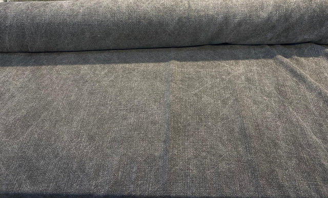 Belgian Linen Drifter Linen Fabric - Fossil Black, 56" Width, Railroaded (By The Yard)