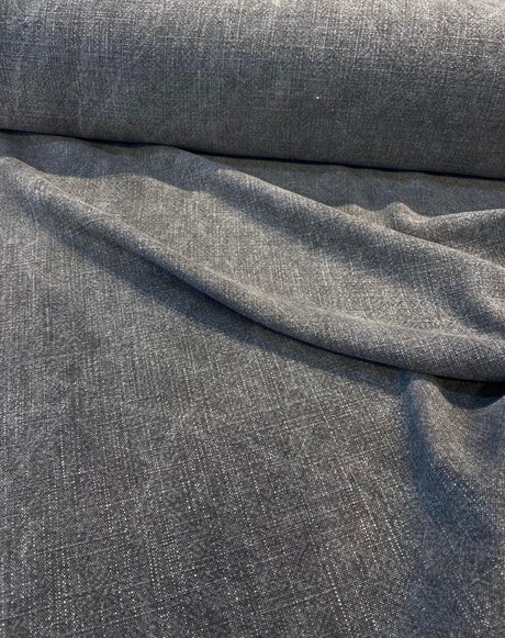 Belgian Linen Drifter Linen Fabric - Fossil Black, 56" Width, Railroaded (By The Yard)