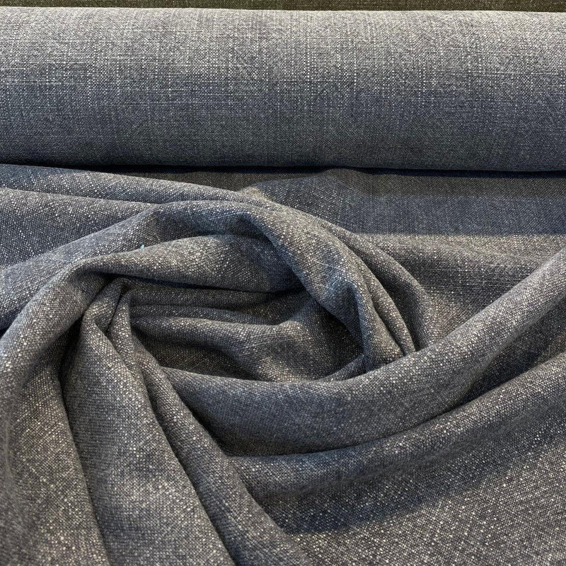 Belgian Linen Drifter Eclipse Linen Fabric - Eclipse Black Hint Of Blue, 56" Width (1 Yard)