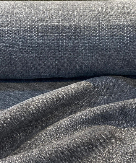 Belgian Linen Drifter Eclipse Linen Fabric - Eclipse Black Hint Of Blue, 56" Width (1 Yard)
