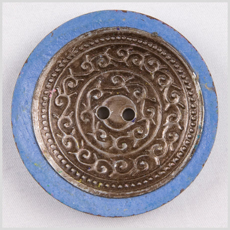 Light Blue and Silver Foiled 2-Hole Coconut Button - 74L/47mm