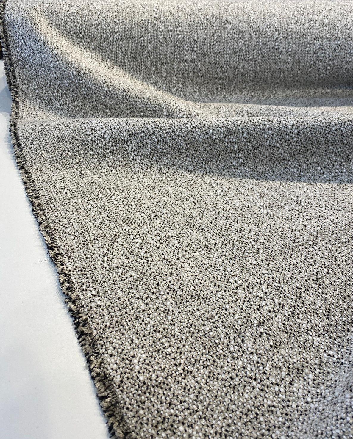 Leopard Snow Tweed Chenille Fabric - Beige Off White With Black Leopard Pattern, 56" Width (1 Yard)