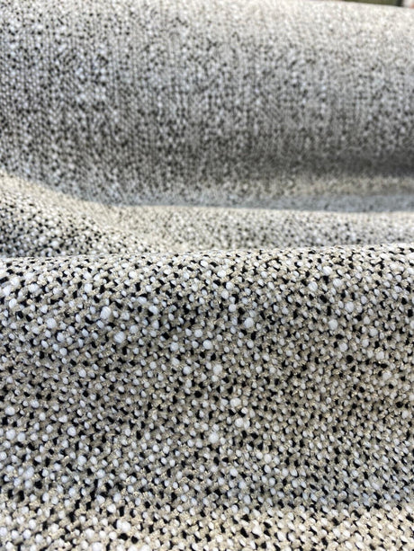 Leopard Snow Tweed Chenille Fabric - Beige Off White With Black Leopard Pattern, 56" Width (1 Yard)