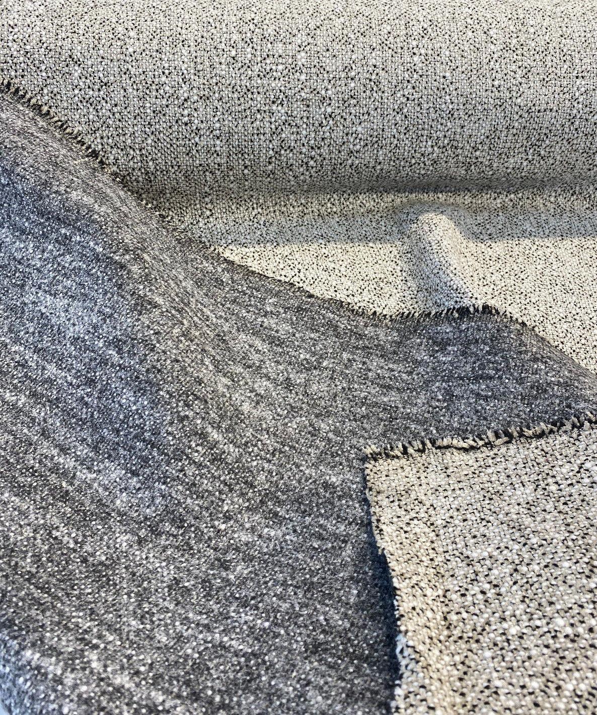 Leopard Snow Tweed Chenille Fabric - Beige Off White With Black Leopard Pattern, 56" Width (1 Yard)